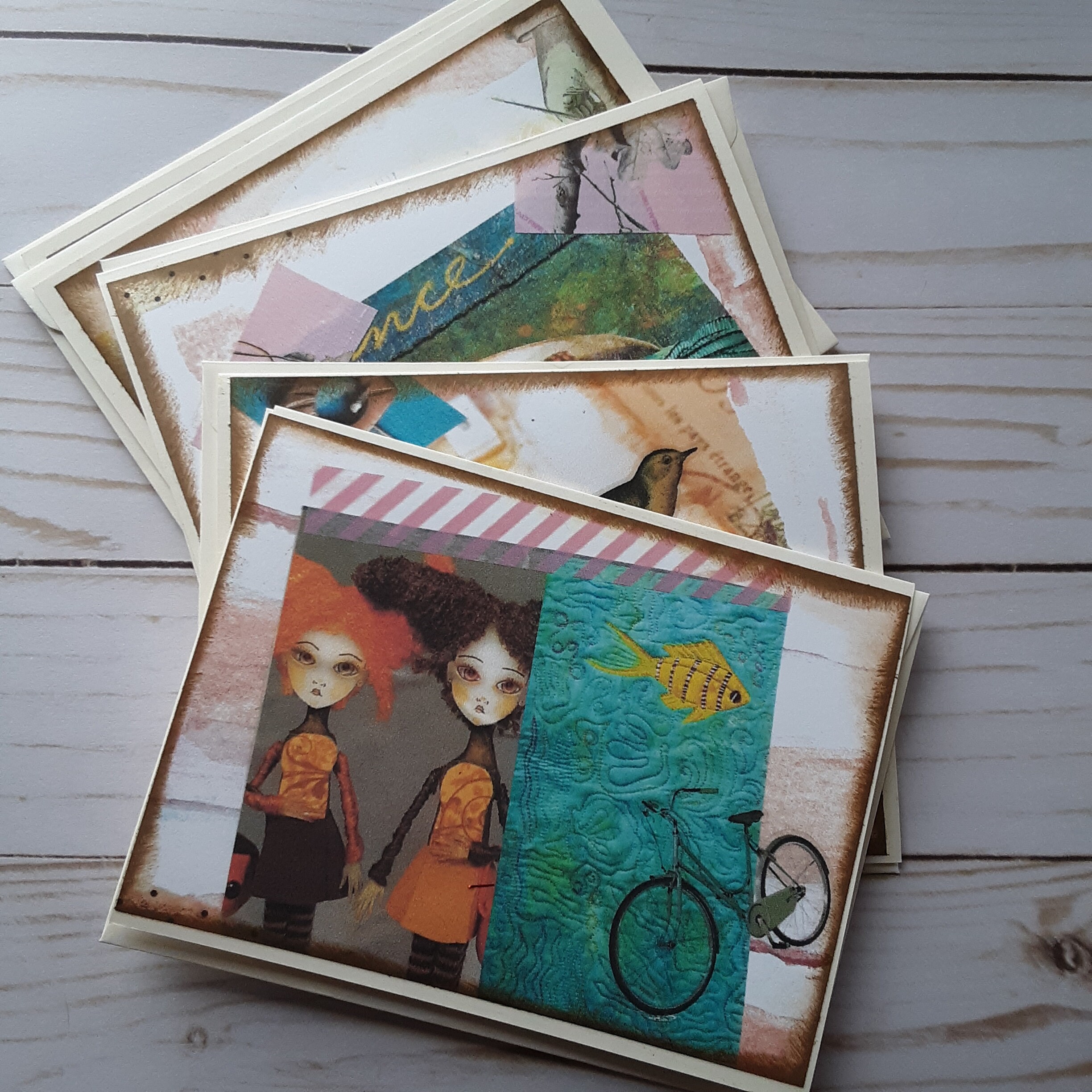 Blank Mixed Media Greeting Cards 5 Collage Art Cards Etsy