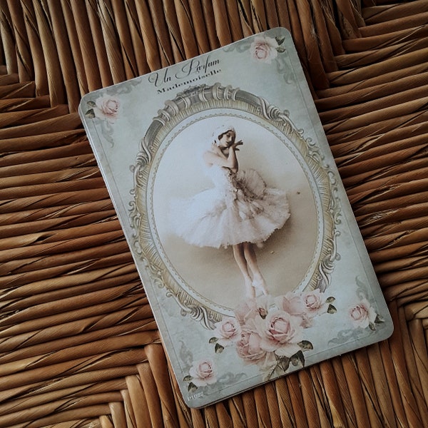 Ballerina Journal Card, French Antique Postcard, Shabby Chic, Blank Card, Scrapbook, Junk Journal Card