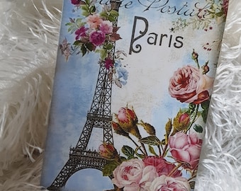 Paris Journal Card, Eiffel Tower, Shabby Chic, Blank Card, Scrapbook, Junk Journal Card