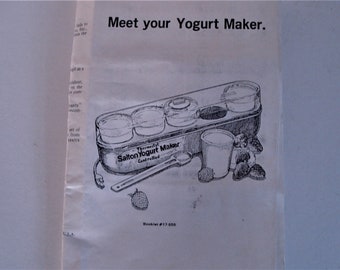 Salton Yogurt Maker Manual Recipe Book #17-555.