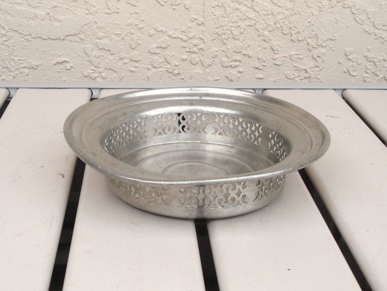 Vintage Pewter Wine Bottle Serving Stand Bowl. Etsy