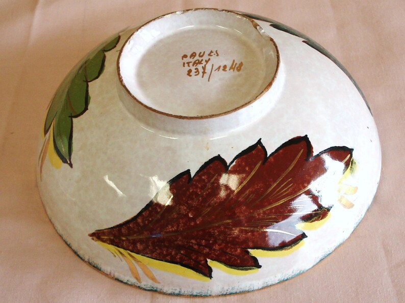 Hand Made And Hand Painted Pottery Lidded Bowl Italy.