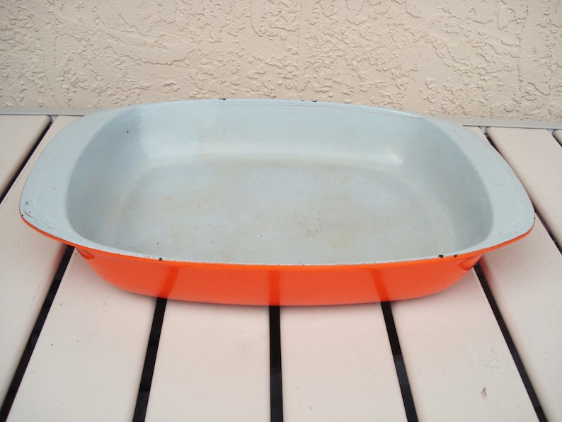 Vintage Enameled Cast Iron Roasting Pan. Etsy España