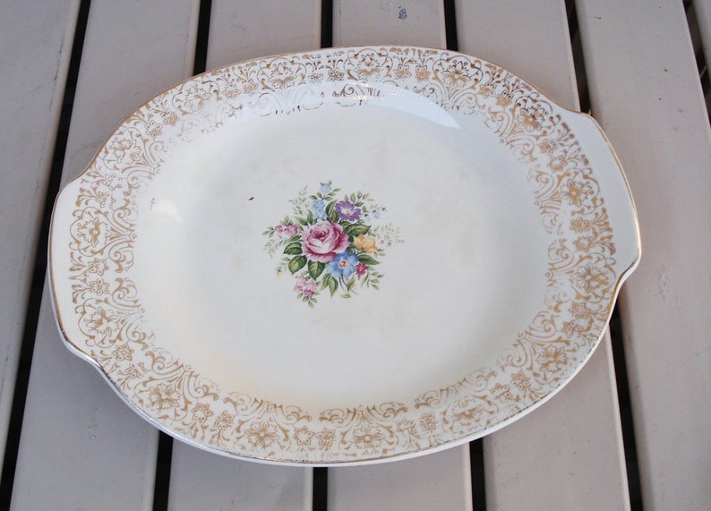 Vintage LIMOGES USA 22K Gold Warranted Rosalie Pattern Oval Etsy