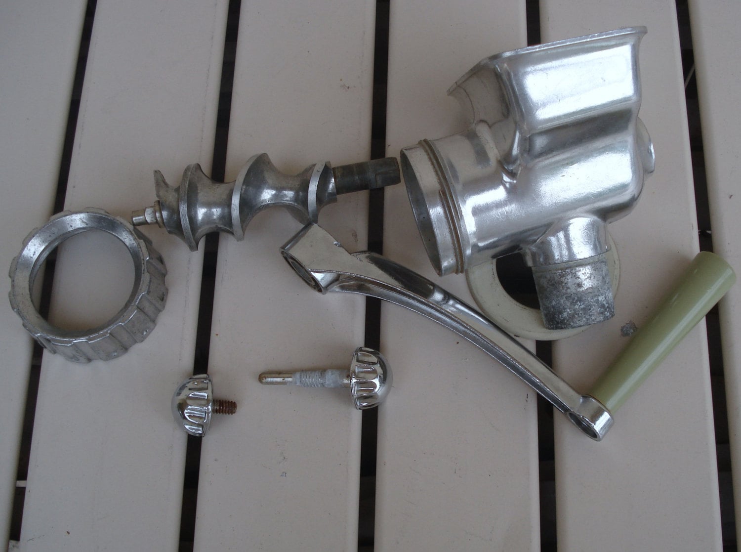 Vintage Rival Manual Meat Food Grinder Head Retaining Nut Shaft Handle Retaining Screws