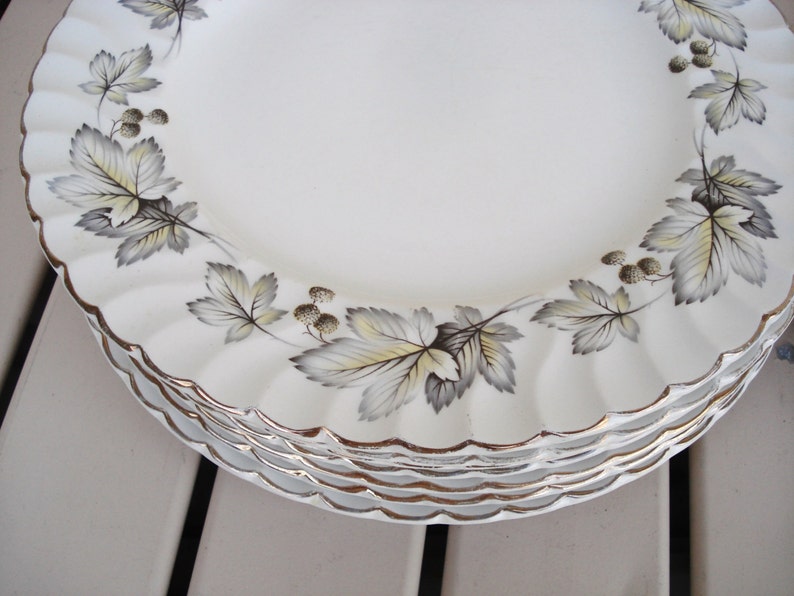 Staffordshire Aynsley And Co England Maple Leaf Design Salad Plates Dinner Plates.