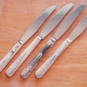 Vintage Simeon L And George H Rogers Company. Stainless Steel With Silver Plated Handle Dinner Knives. image 1