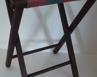 Vintage Wooden Folding Stool.