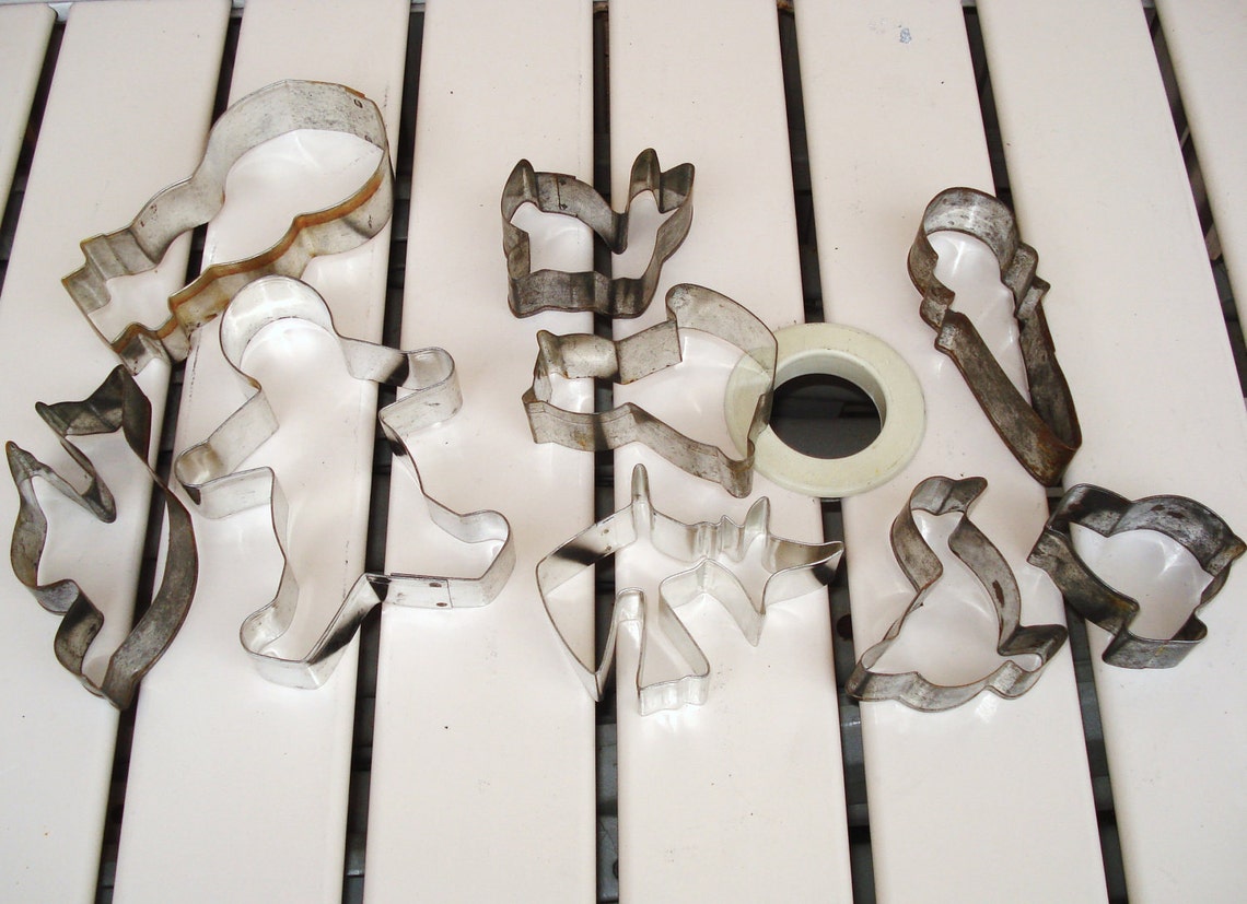 Vintage Metal Cookie Cutters Set of 9. Etsy