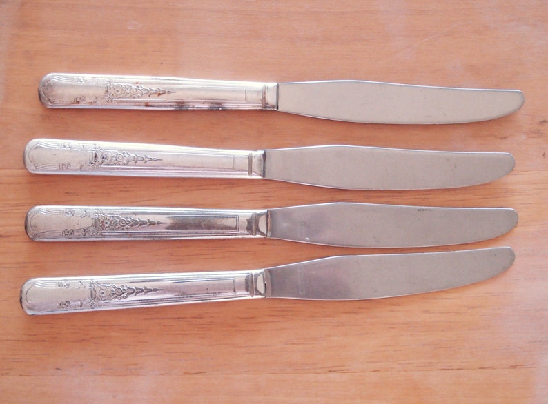 Vintage Simeon L And George H Rogers Company. Stainless Steel With Silver Plated Handle Dinner Knives. image 4