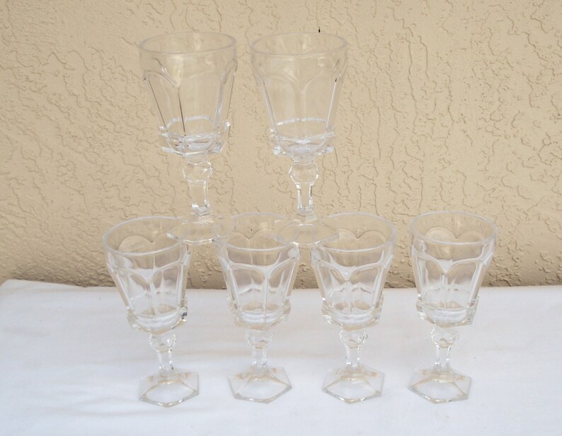 Vintage Thick Clear Glass Footed Beverage Tumblers Glasses. Etsy