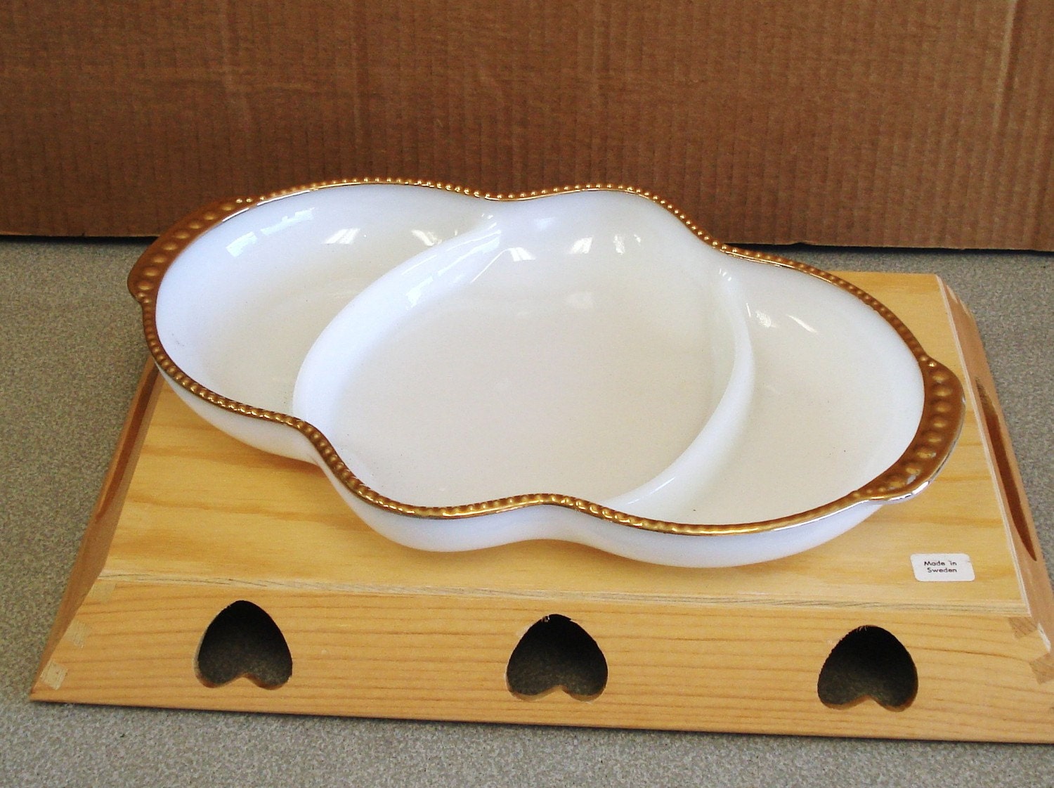 Vintage Fire King Oven Ware Milk Glass Divided Tray Platter Etsy