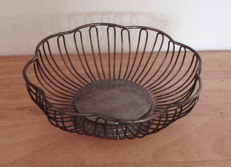 Vintage Silver Plated Wired Bread Basket. Etsy