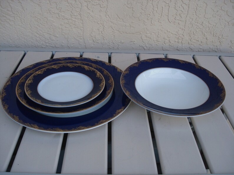 ROSENTHAL Classic Rose China 6090 Pattern in Cobalt Blue and Gold. Etsy