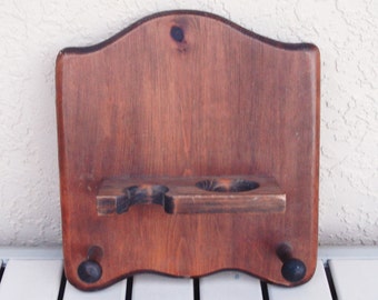 Vintage Wood Wooden Kitchen Bathroom Wall Mount Towel Rack.