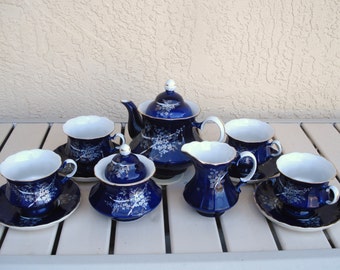 Hand Painted Porcelain Tea Coffee Set For 4.