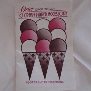 Vintage OSTER Ice Cream Maker Attachment Manual Replacement Part(s).