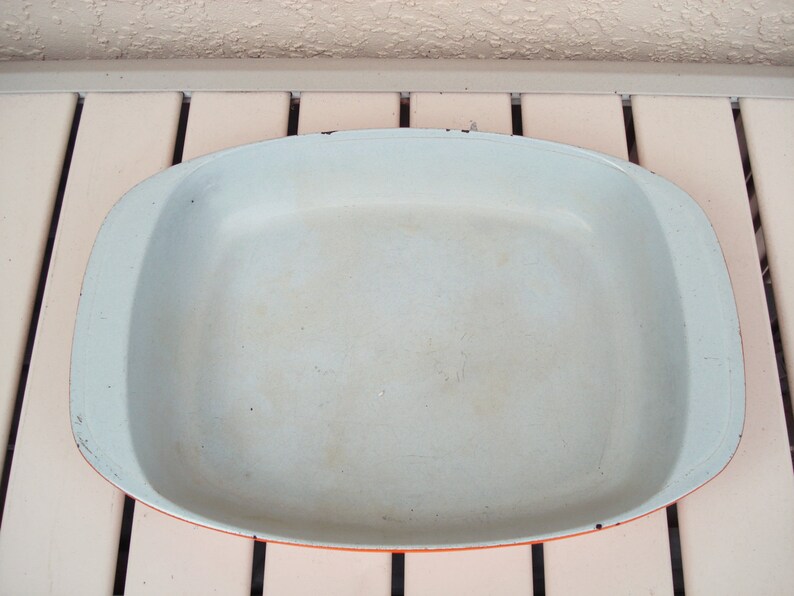 Vintage Enameled Cast Iron Roasting Pan. Etsy