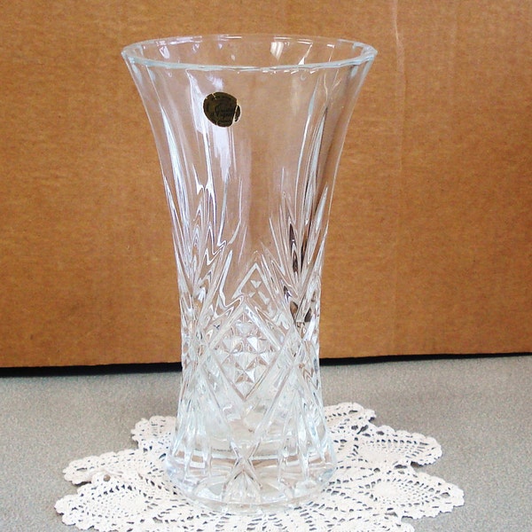 Vintage Art Glas 24% Lood Kristallen Vaas van CRYSTAL D' ARQUES Frankrijk.