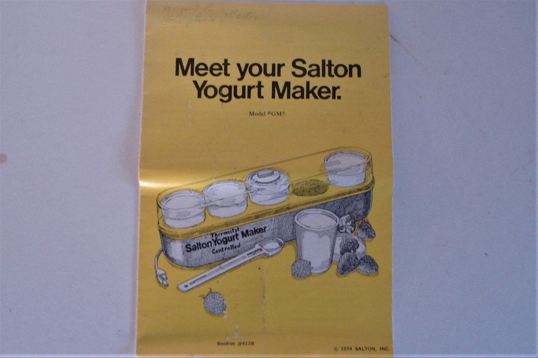 Salton Yogurt Maker Manual Recipe Book 413B Etsy