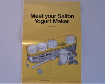 Salton Yogurt Maker Manual Recipe Book #413B