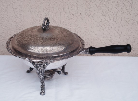 Vintage Silver Plated Chafing Dish Bowl Buffet Food Warmer Vintage Silver Plated Chafing Dish Bowl Buffet Food Warmer