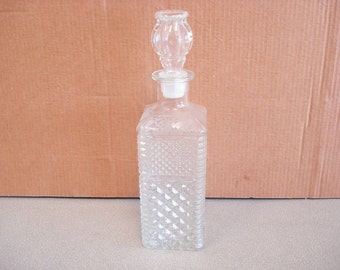 Vintage Clear Glass Bottle Decanter Barware Carafe.