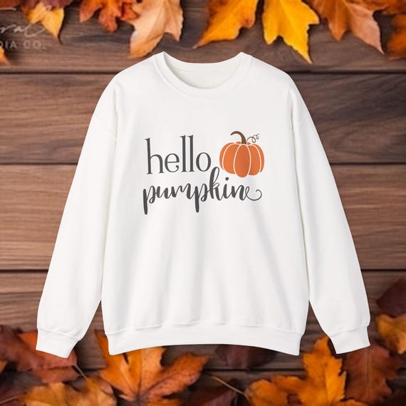 Hello Pumpkin Crewneck Sweatshirt, Fall Apparel, Cozy Sweatshirt