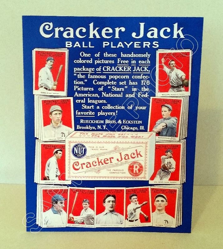 1915 Cracker Jack Baseball Cards Store Counter Advertising Standup Sign