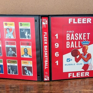 1961 Fleer Basketball Cards Custom Made Binder Inserts 3 Sizes FREE SHIPPING