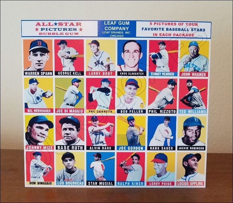 1948 Leaf Baseball Cards Store Counter Advertising Standup Sign Repro ...