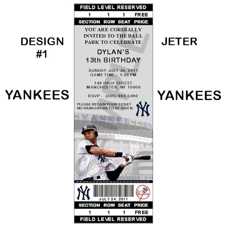 12 personalized new york yankees ticket party invitations etsy