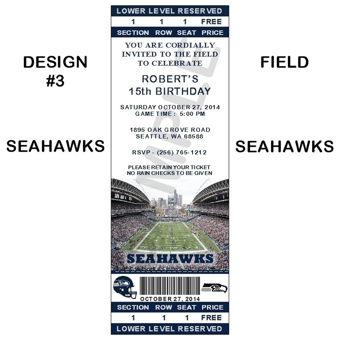 12 Personalized Seattle Seahawks Ticket Party Invitations Etsy