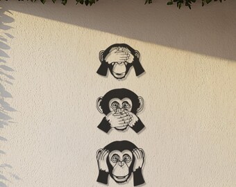 Handmade Three Wise Monkeys Metal Wall Art: Philosophical Home Decor