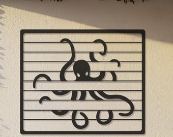 Octopus Metal Wall Art: Coastal Nautical Decor