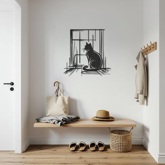 Minimalist Metal Cat Wall Art: Modern Pet Lover Decor