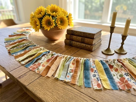 60 inch Farmhouse Fabric Garland | Fall Mantel Decor | Boho Nursery | Shabby Chic Party Banner