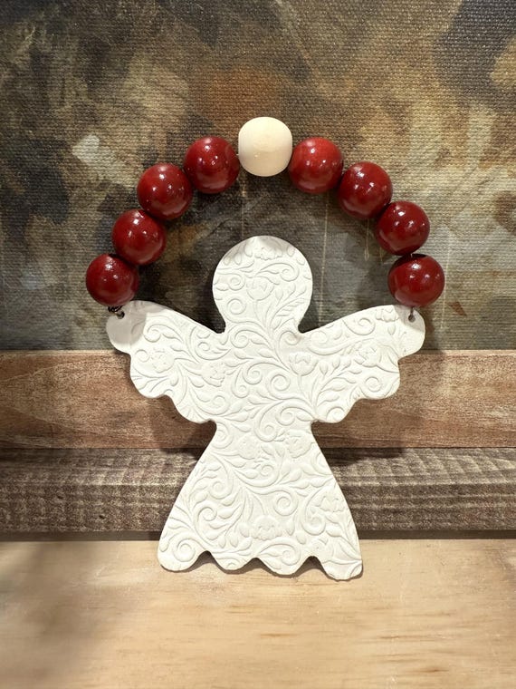 Clay Christmas Angel Ornament | Rustic Farmhouse | Gift Tag | Christmas Decoration, Handmade