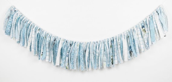 Hydrangea Blue 60" Fabric Garland Dorm Decor Tea Party Banner Bridal Shower Wedding Bunting