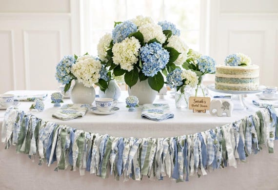 Carolina Blue Fabric Garland | Southern Wedding Cake Table Bunting | Bridal Shower Backdrop