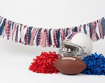 Red White Blue Fabric Garland | Game Day Tailgate Party | Sports Fan Team Spirit Decor