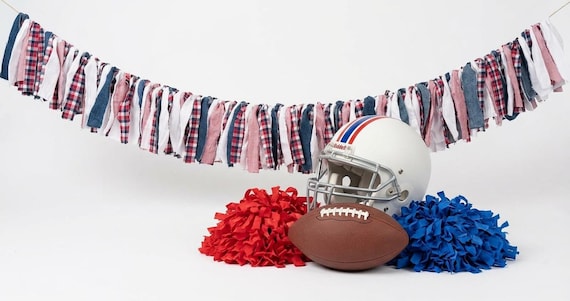 Red White Blue Fabric Garland | Game Day Tailgate Party | Sports Fan Team Spirit Decor