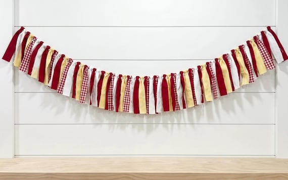 Custom College Garland | Fabric Rag Banner in University School Colors | Dorm Room Decor