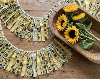 Sunflower 60" Fabric Garland | Fall Harvest Wedding | Cottagecore Decor | Summer Mantel | Sunflower Baby Shower