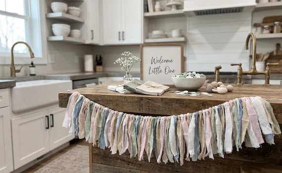 Solid Pastel 60” Garland | Farmhouse Mantel | Bridal Shower | Gender Neutral Baby Nursery Decor