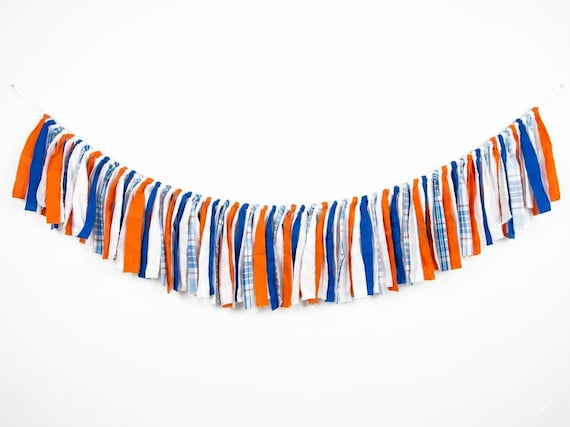 Blue and Orange Fabric Garland | Football Tailgate Tent Banner | Game Day Spirit | Dorm Decor
