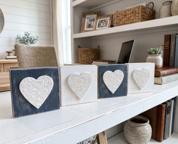 Heart Wood Sign Handmade | Rustic Farmhouse Decor | Tiered Tray | Fall and Christmas Wedding Favor