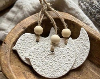 Three Little Birds Ornament Set (3) | Embossed | Rustic Farmhouse Bird Decor | Nature Lover Gift