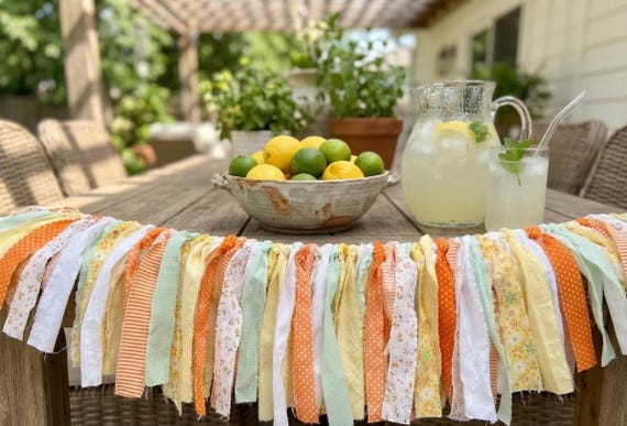 Summer 60” Fabric Garland | Spring Mantel | Floral Nursery Decor | Cottagecore Tea Party Bunting