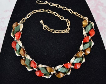 Vintage 1960s Thermoset Necklace in Autumn Fall Colors